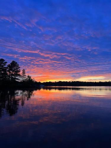 a sunset over a large body of water at Stunning 3br Waterfront Lake Cottage Hottub&sauna in Gravenhurst