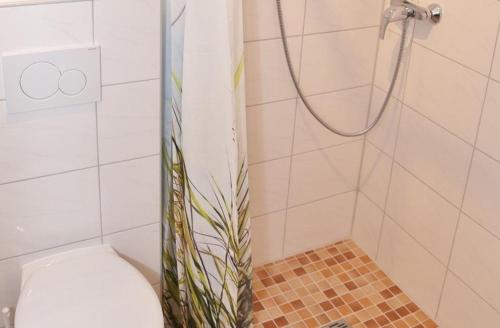a bathroom with a shower with a toilet and a shower at Am Rundsteg 5 in Burgtiefe auf Fehmarn 