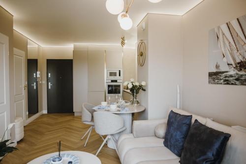Posezení v ubytování Apartamenty Łódź Agosto Sky Premium Manufaktura Parking Gratis FV