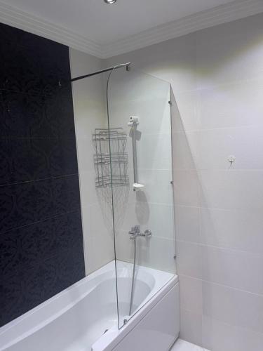 a bathroom with a shower and a bath tub at Abu Arena Hall in Baku