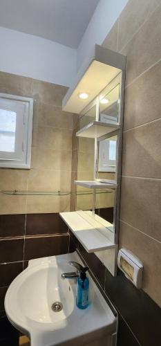 a bathroom with a sink and a mirror at Cosy appart in Gammarth