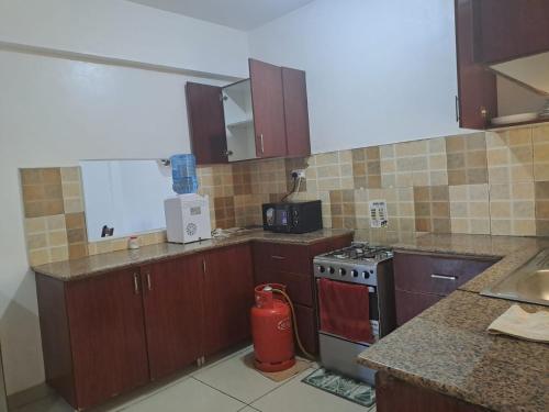 Kuchyň nebo kuchyňský kout v ubytování Palm Terrace seaview -Nyali