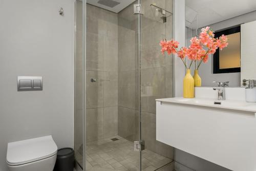 Et badeværelse på Skyline Studio in the clouds