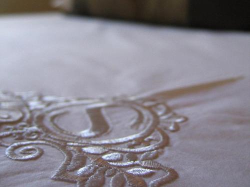a close up of a embroidered design on a table at Schoone Oordt Country House in Swellendam