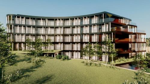 an architectural rendering of a building with a garden at Meliá São João da Madeira in São João da Madeira