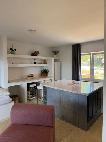 a kitchen with a large island in a room at Holiday Home Oliva in Novalja