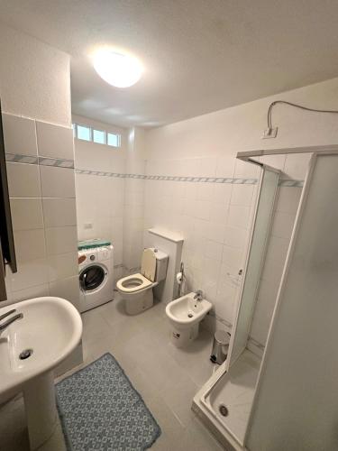 a bathroom with a sink and a toilet and a shower at La Casetta al mare in Stintino