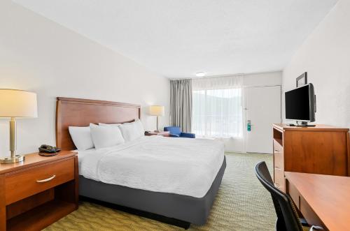 a hotel room with a bed and a television at Quality Inn Lexington in Lexington