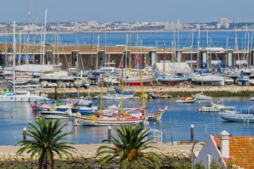 a bunch of boats docked in a harbor at New Village Guest House in Lagos
