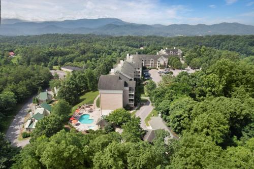 an aerial view of the resort with mountains in the background at Sunrise Ridge Resort in Pigeon Forge