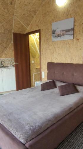 a bedroom with a large bed in a room at Глемпінг Еко-сфера in Dubovtsy