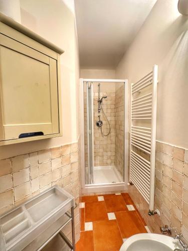 a bathroom with a shower and a toilet at ' La Tavernetta ' del Principe in Oulx