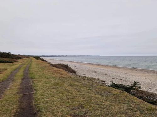 a dirt road next to a beach with the ocean at Seaside Serenity in LumsAYs-By Traum in Ebbeløkke