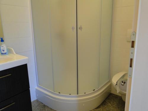 a bathroom with a shower and a toilet at Villa Ester in Umag