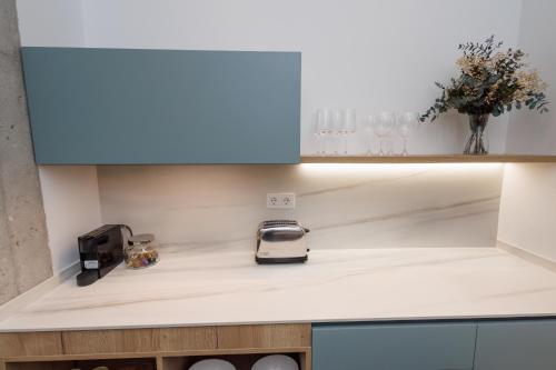 a kitchen with a toaster on a counter at WE MADRID STUDIOS centro in Madrid