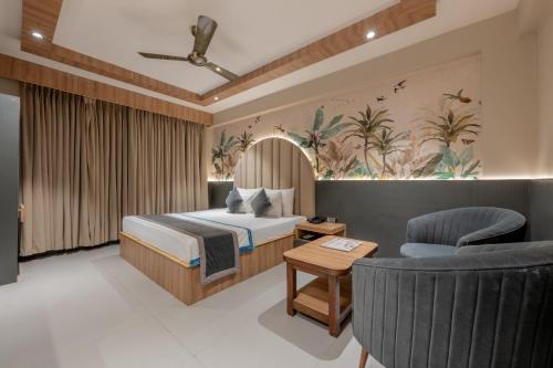 Giường trong phòng chung tại Hotel Highway King Jaipur