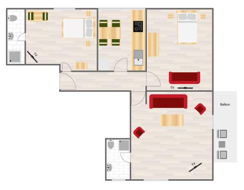 a floor plan of a house with diagrams at Pension Birgit in Todtnauberg