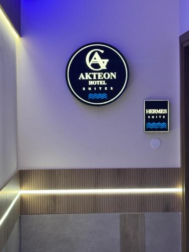 a sign for a akronuanauanauanauanauanauanauanauanauanauana at AKTEON GIRNI in Paralia Katerinis