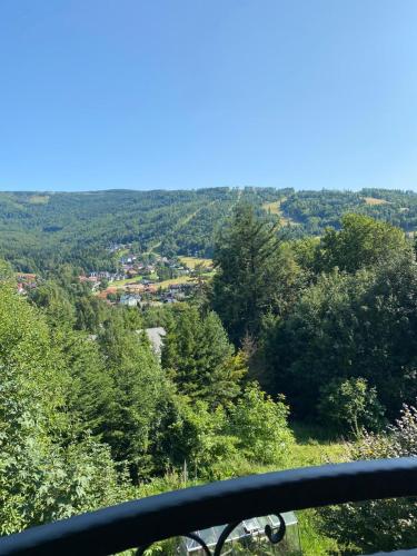 a view of a valley with trees and buildings at Dom Na Widoku w górach Szczyrk in Szczyrk