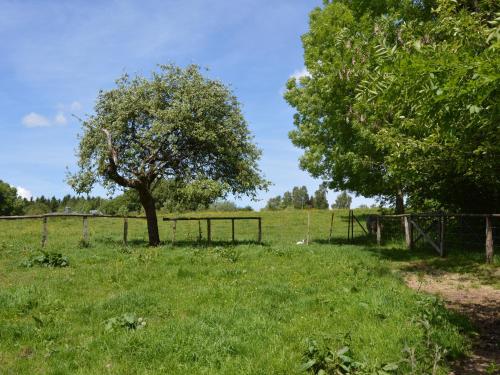 a field with a tree and a fence at Peaceful Retreat in Ferrières in Ferrières
