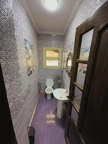 ein Badezimmer mit Toilette und Waschbecken in der Unterkunft Queen of the pyramids hotel in Kairo