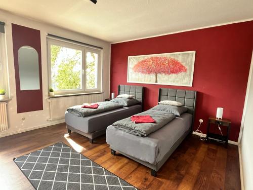 Postel nebo postele na pokoji v ubytování Am Park