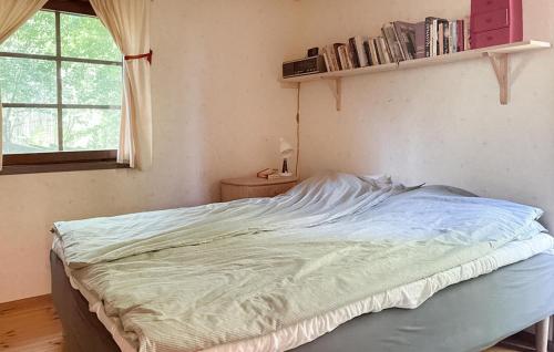 a large bed in a bedroom with a window at 3 Bedroom Awesome Home In Gotlands Tofta in Tofta