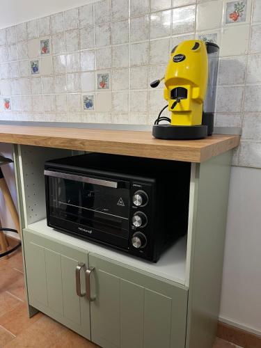 a microwave sitting on top of a kitchen counter at Casa Ale in Bisceglie