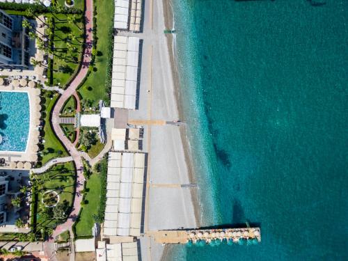 an overhead view of a road next to the ocean at Fame Residence Kemer & Spa in Kemer
