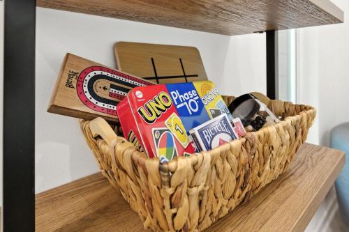 a basket filled with snacks on a table at 500 House - Unit B townhouse in Thiensville
