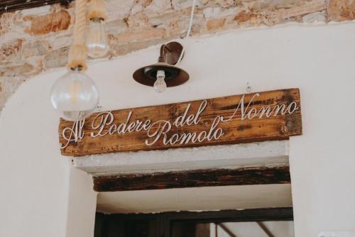 a sign that says allerfield old romania on a fireplace at Al Podere del Nonno Romolo in Sansepolcro