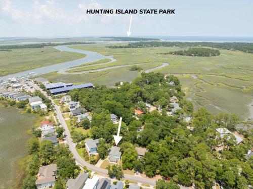 an aerial view of the hunting island shore park at Distinctive Island Living - 835 Bonito Rd, Fripp Island in Fripp Island