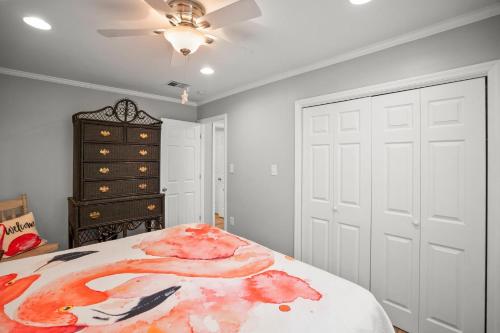 a bedroom with a bed and a ceiling fan at Distinctive Island Living - 835 Bonito Rd, Fripp Island in Fripp Island