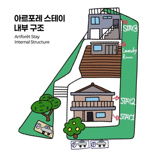 Jeju Arpore Stayの見取り図または間取り図