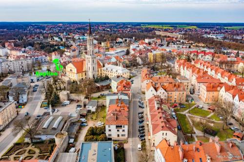 an aerial view of the city of brasov at Historic Tow Center Apartment in Bolesławiec