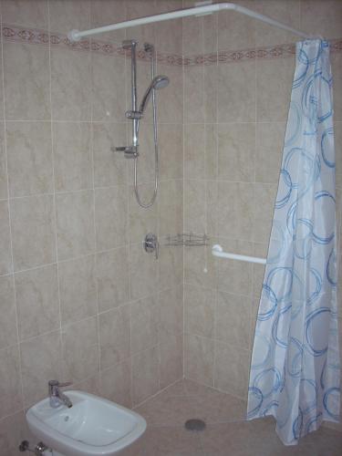 a bathroom with a shower and a toilet and a sink at B&B Da Toni in Taglio di Po