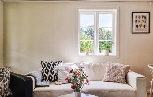 a living room with a couch and a window at 2 Bedroom Gorgeous Home In Broaryd in Broaryd
