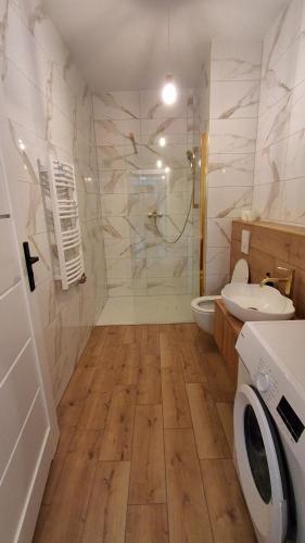 Ένα μπάνιο στο Przyjazny Apartament