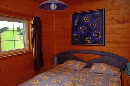 a bedroom with a bed and a window at Penzion Na Vršku in Branná