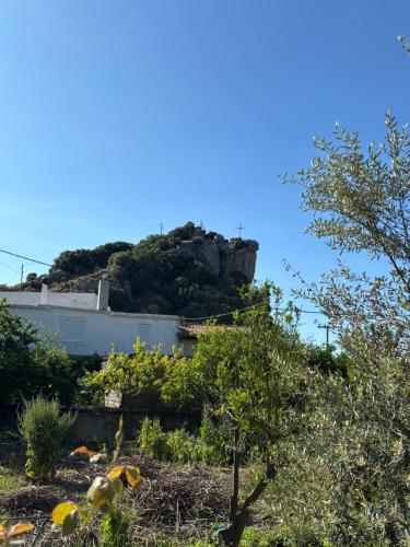a view of a hill with a mountain at Villa Marika in Ierápetra