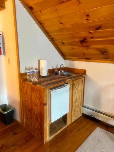 a kitchen with a sink in a room at Allegory Inn in Twin Mountain