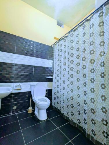 コトヌーにあるAppartement Performance luxury HOUEYIHOのトイレと洗面台付きのバスルーム