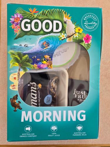 a box of good morning moring on a table at Best Western Ambassador Motor Lodge in Hervey Bay