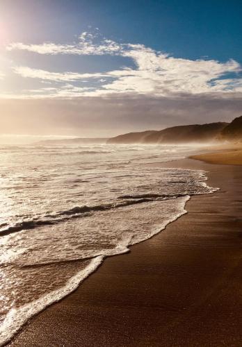 a beach with the ocean and the shoreline at The Tiny Apostle - Great Ocean Road in Princetown