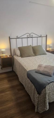 a bed in a room with two night stands and two lamps at Turístic Tarragona in Tarragona