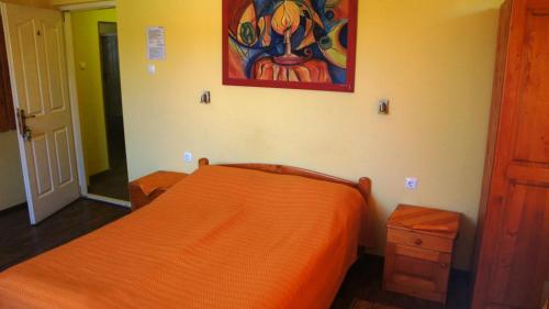 Un pat sau paturi într-o cameră la Raza Soarelui Pension