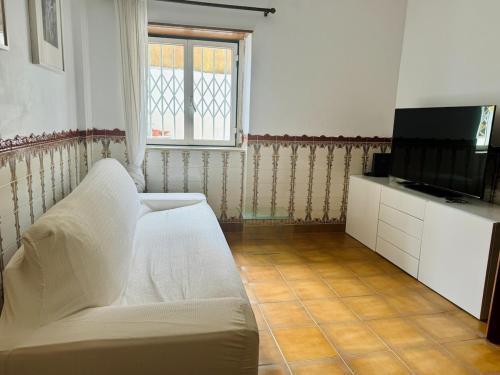 un soggiorno con un divano e una televisione di Casa de Sintra a Sintra