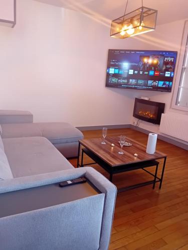 TV a/nebo společenská místnost v ubytování T2 cosy plénitude h24 wifi parking gratuit Netflix