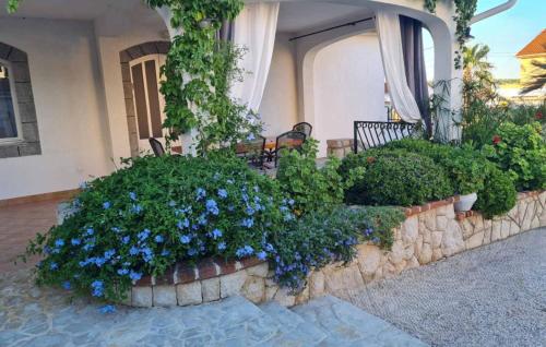 a group of flowers in front of a house at Villa Lara - Rab by Villas Guide in Rab