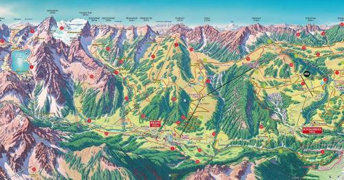 a map of a mountain range with mountains at Hotel Gasthaus Schäfle in Bürserberg
